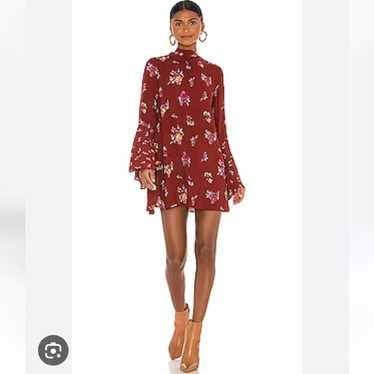 Free People Dress Tate Tunic Mini  Red floral Vin… - image 1