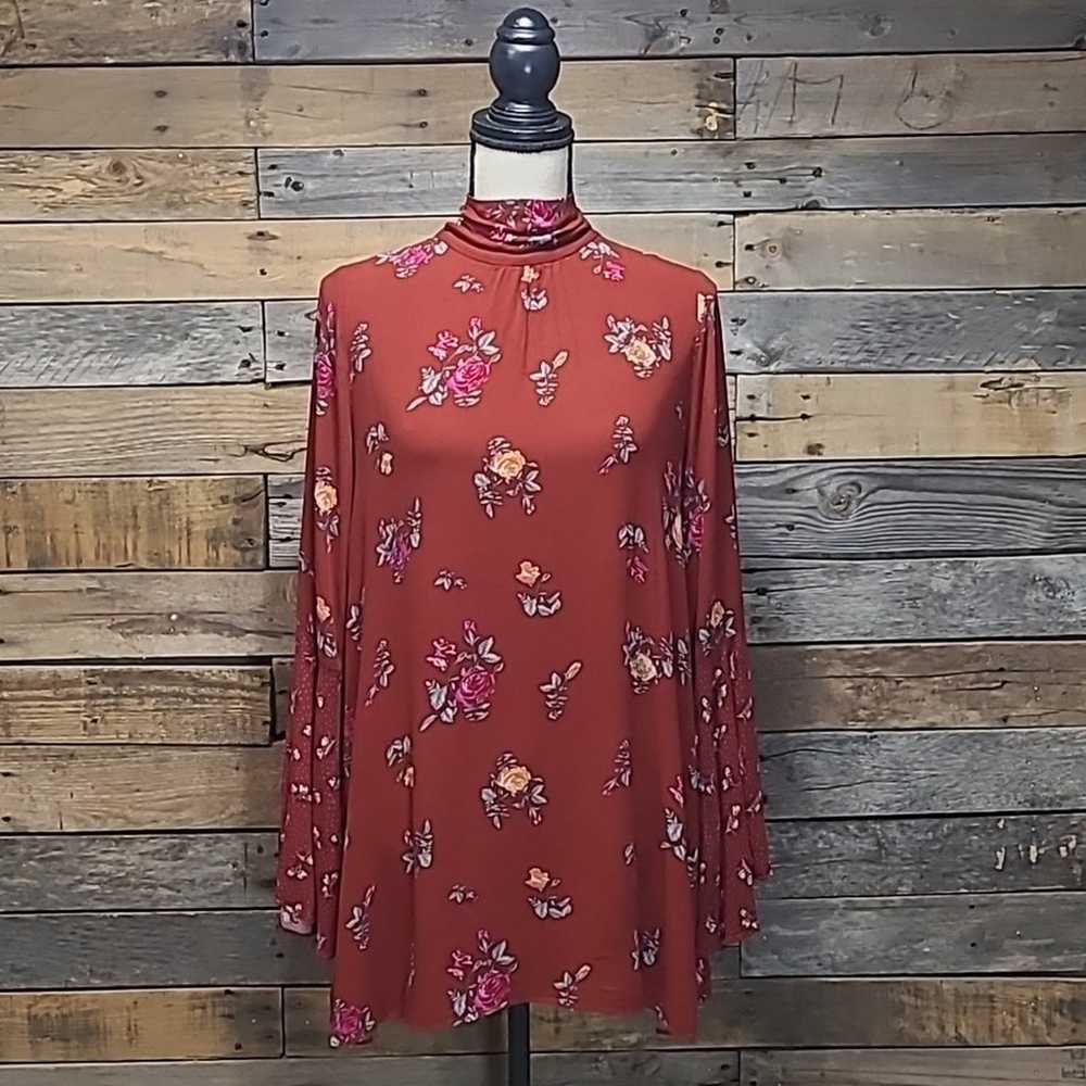 Free People Dress Tate Tunic Mini  Red floral Vin… - image 3