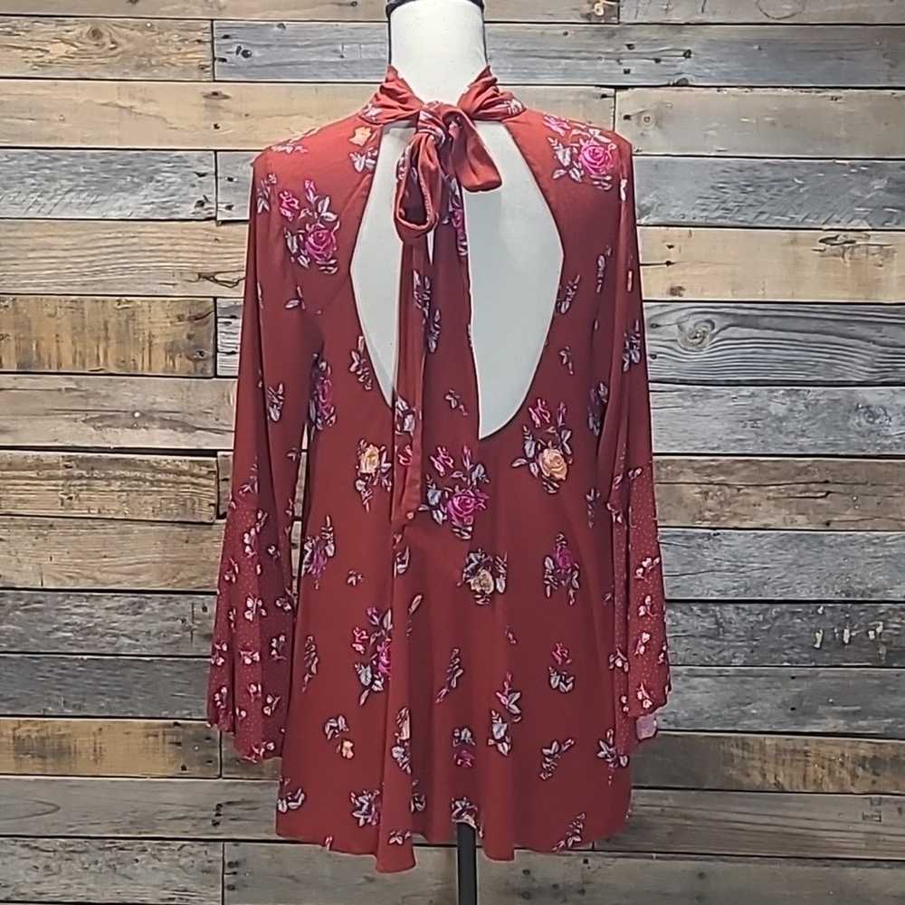 Free People Dress Tate Tunic Mini  Red floral Vin… - image 6