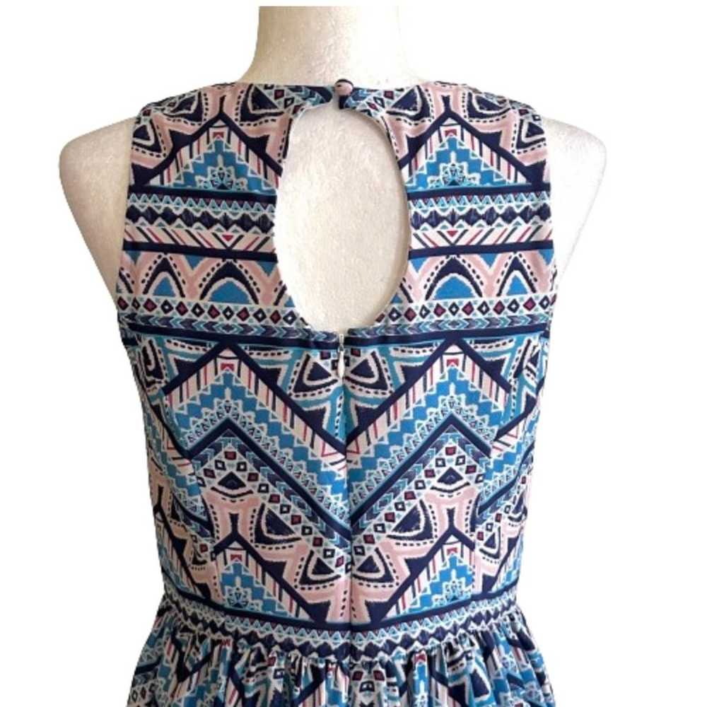 Eliza J Blue Pink Patterned High Neck Sleeveless … - image 5