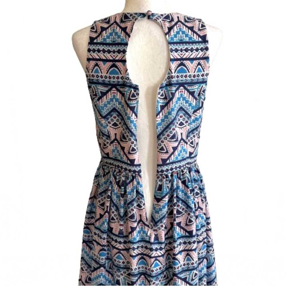 Eliza J Blue Pink Patterned High Neck Sleeveless … - image 6