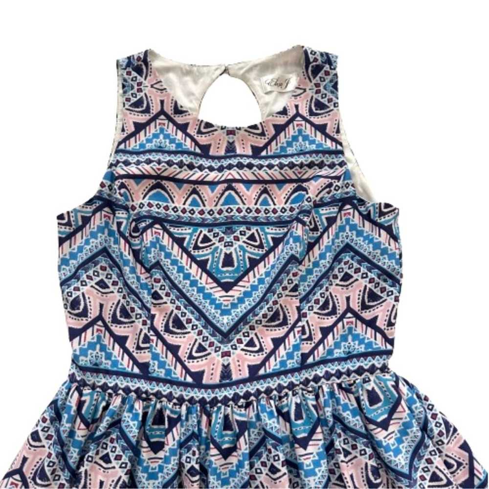 Eliza J Blue Pink Patterned High Neck Sleeveless … - image 8