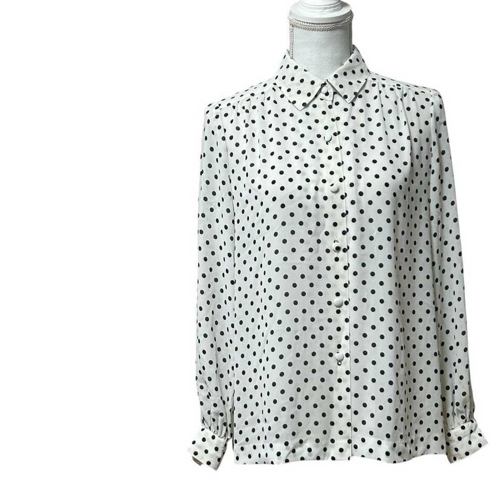 Vintage long sleeve blouse, sheer shirt, polka do… - image 2