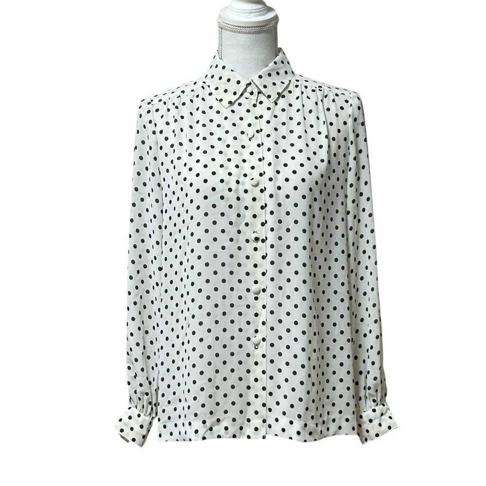 Vintage long sleeve blouse, sheer shirt, polka do… - image 3