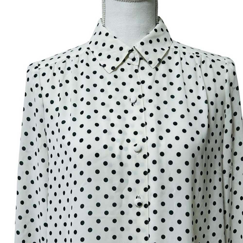 Vintage long sleeve blouse, sheer shirt, polka do… - image 4