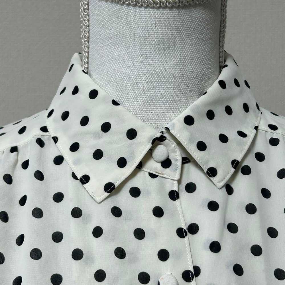 Vintage long sleeve blouse, sheer shirt, polka do… - image 5