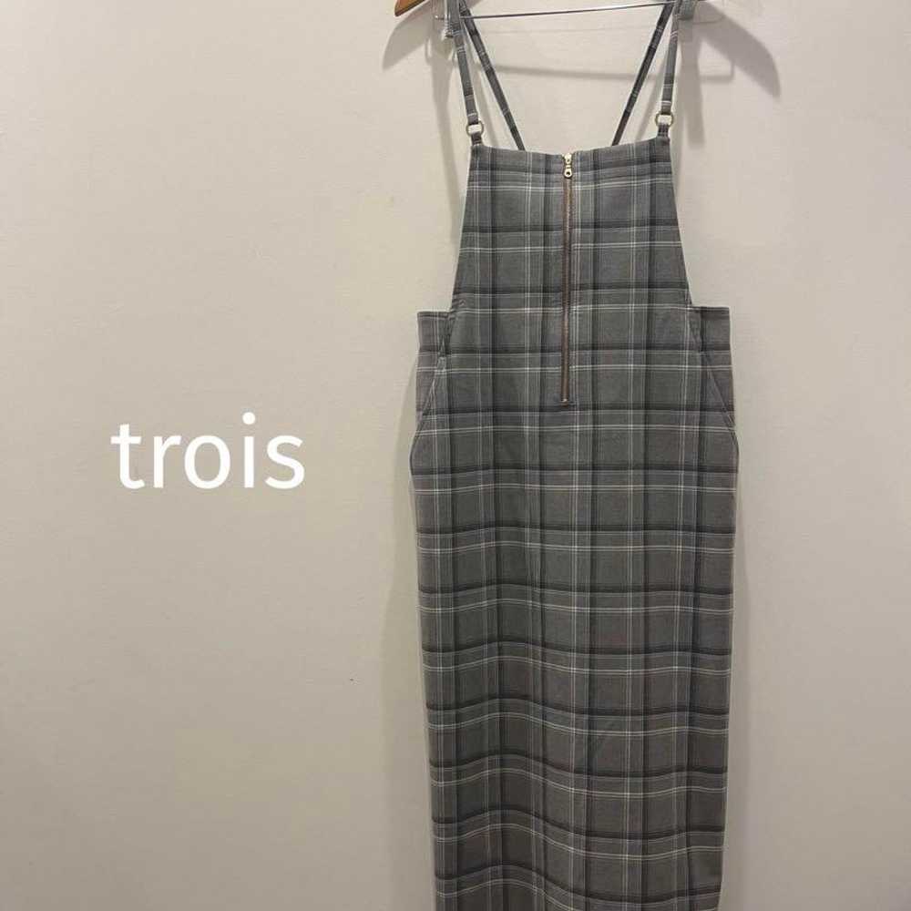 Trois Trow Check One-Piece Jumper Skirt Size 1 - image 1