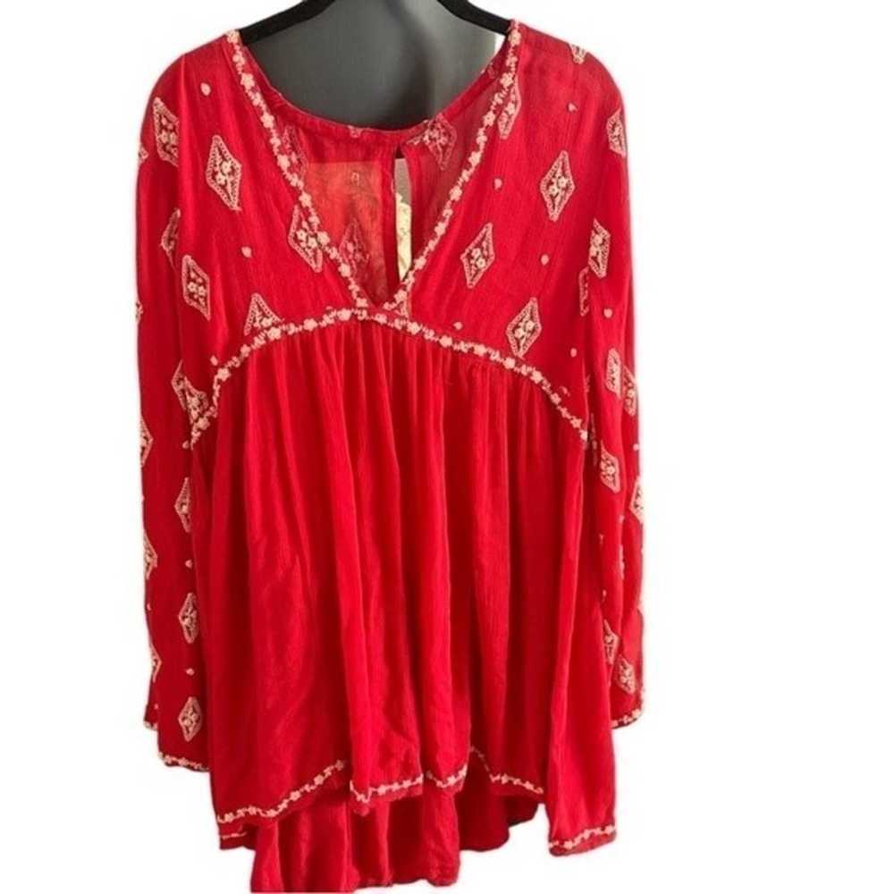 Free People Embroidered Boho Long Sleeve Deep-V M… - image 4