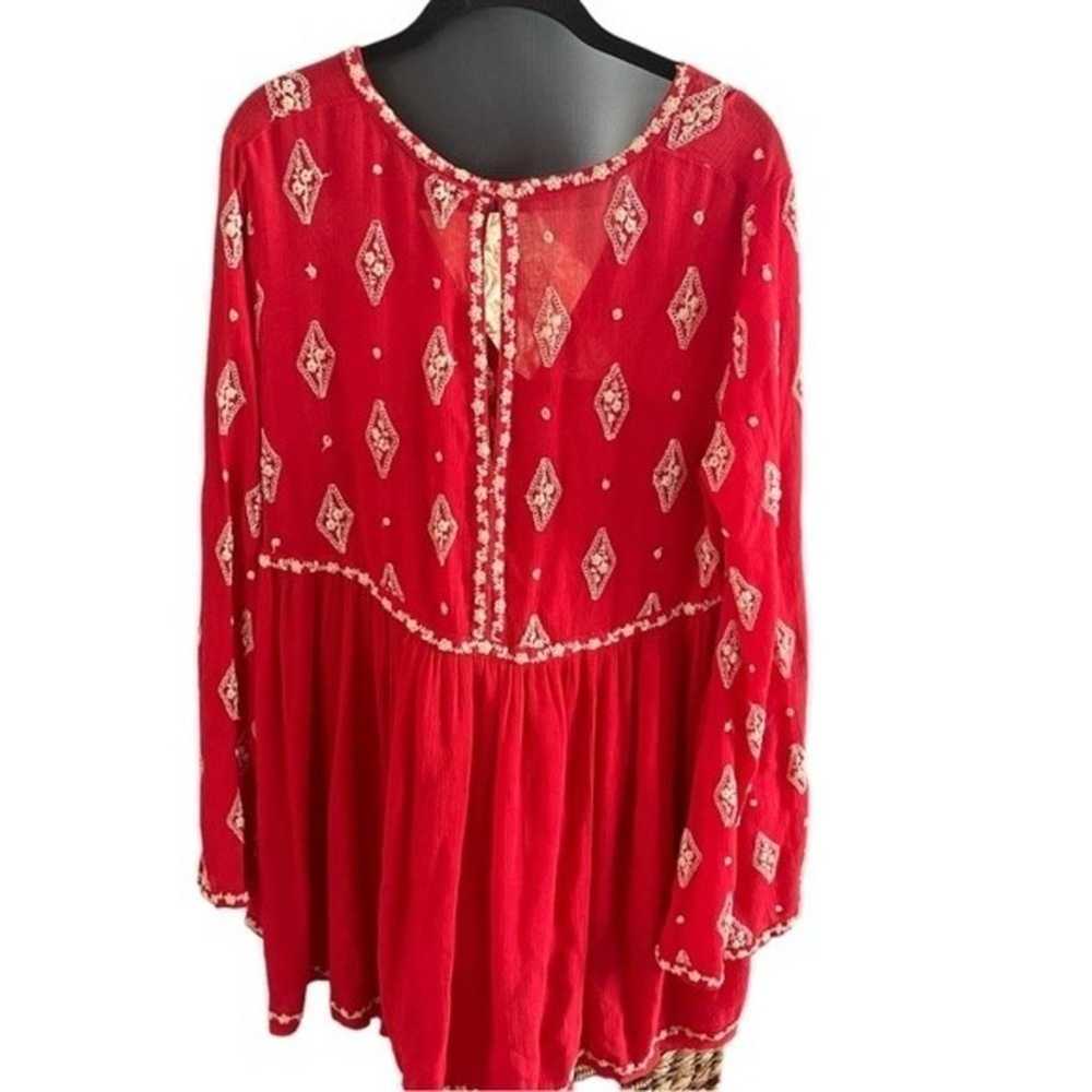 Free People Embroidered Boho Long Sleeve Deep-V M… - image 5