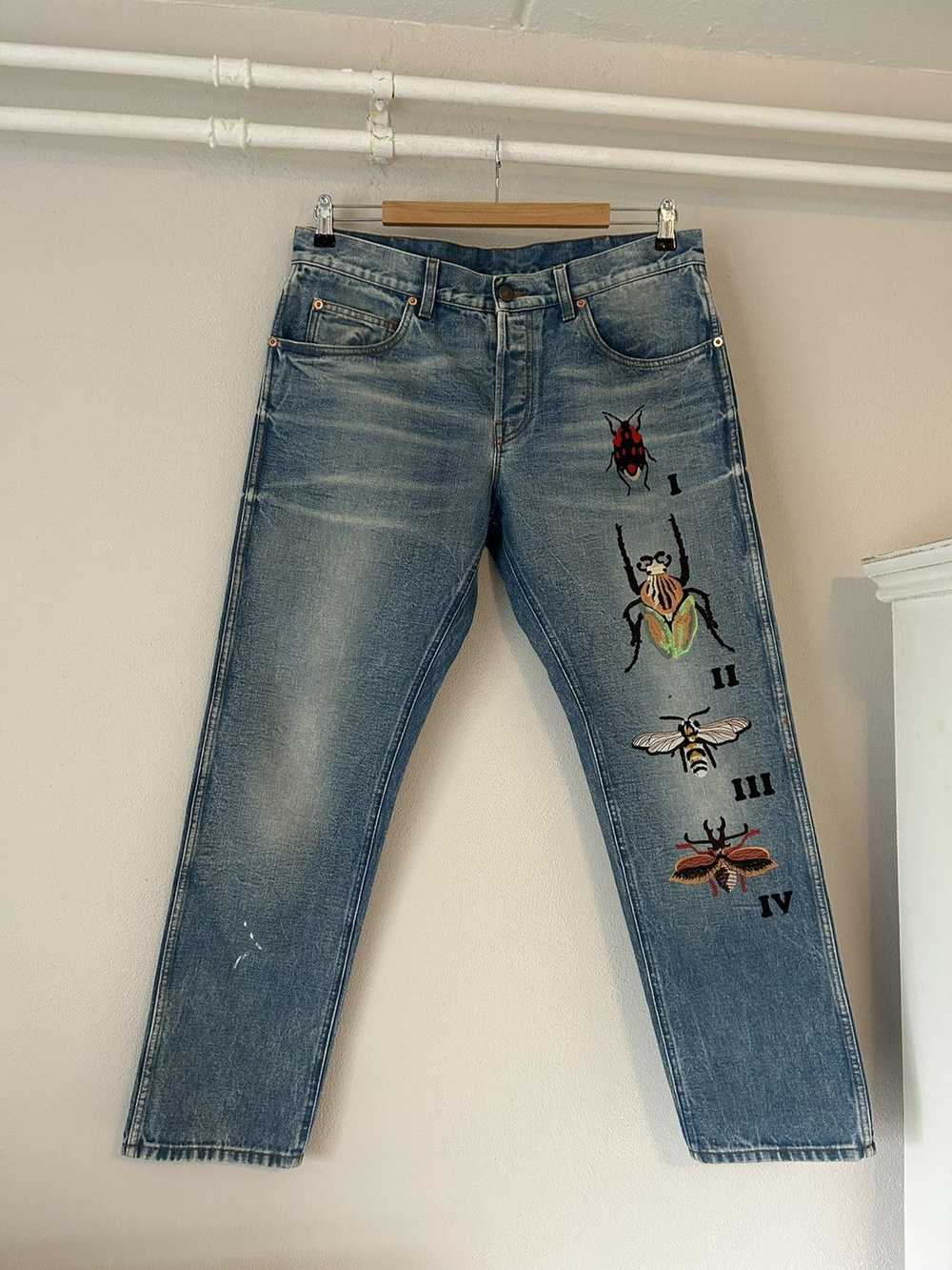 Gucci Gucci Bug Insect Embroidered Jeans - image 1