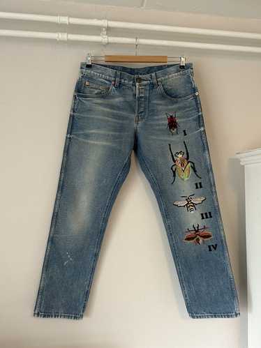 Gucci Gucci Bug Insect Embroidered Jeans