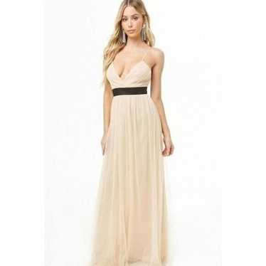 Forever 21 NudeBlush Black Surplice Tulle Mesh Fai