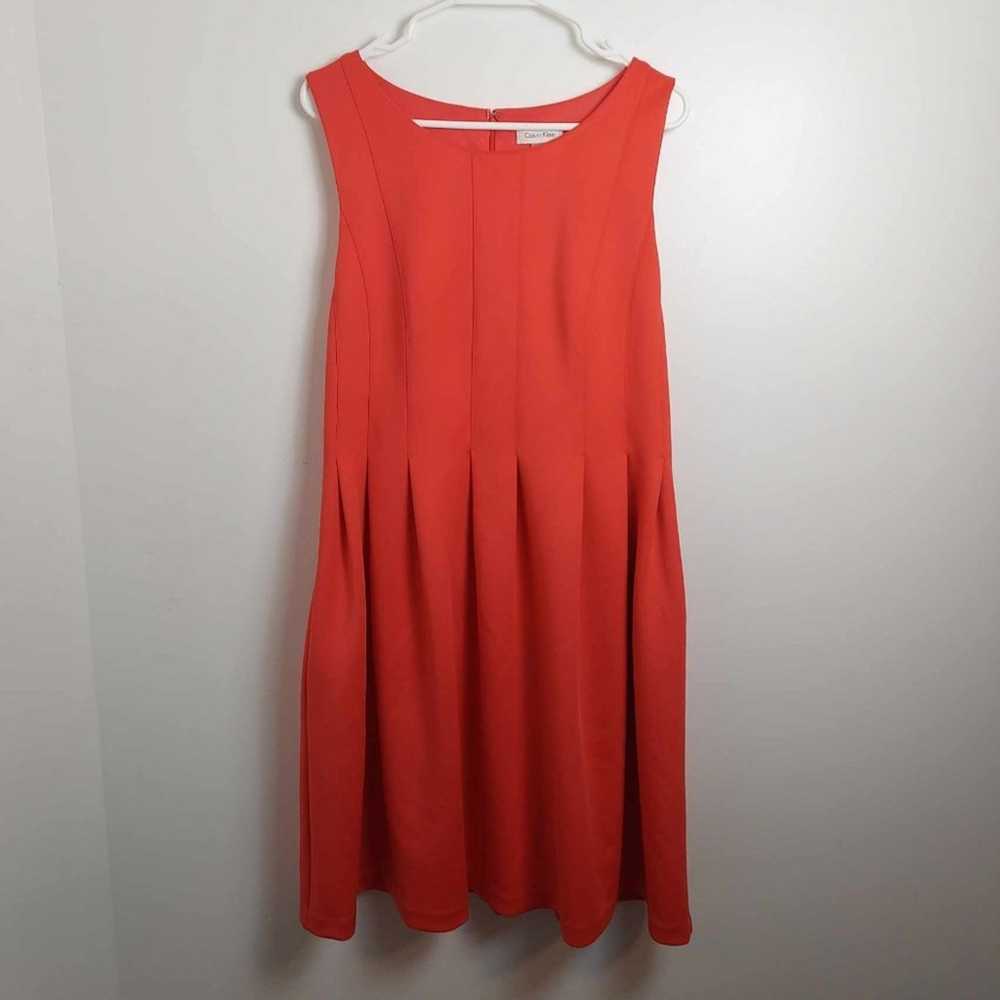 Calvin Klein Orange Pleated Sleeveless Career Wor… - image 1