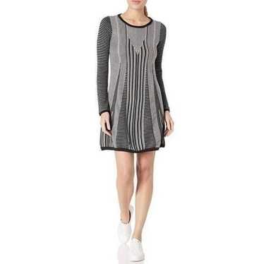 Prana Whitley Knit Sweater Dress Grey Black Cotton