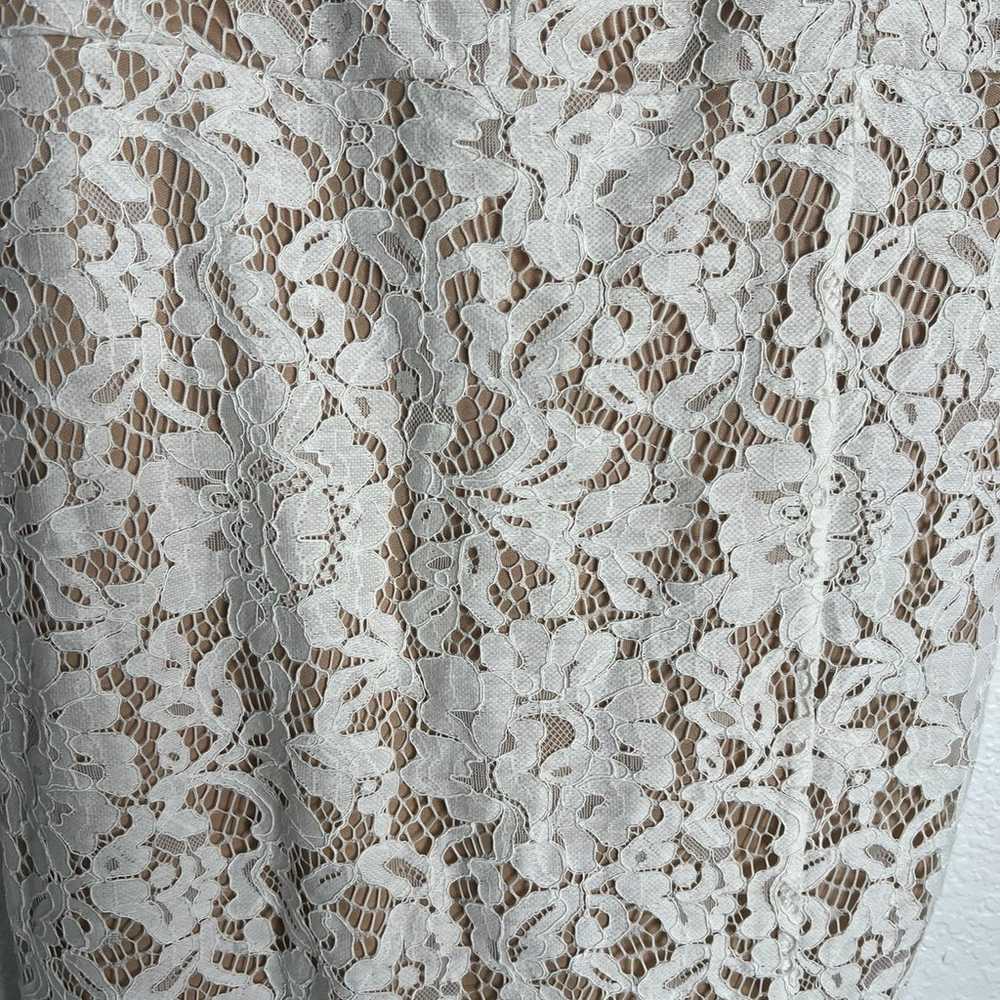 Lulus White and Tan Lace Midi Dress Small - image 3