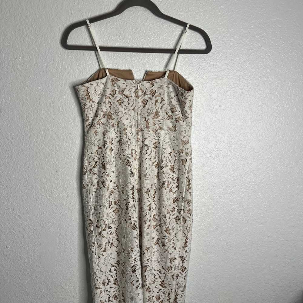 Lulus White and Tan Lace Midi Dress Small - image 5