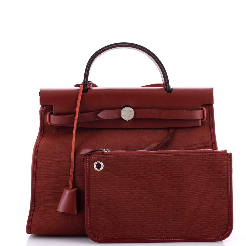 Hermes Herbag Zip Leather and Toile 31 - image 2