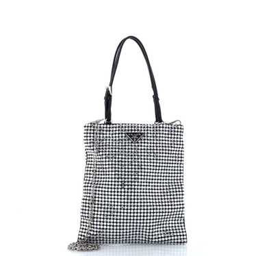 PRADA Convertible Open Tote Crystal Embellished Sa