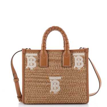 Burberry Freya Shopping Tote Embroidered Raffia w… - image 1