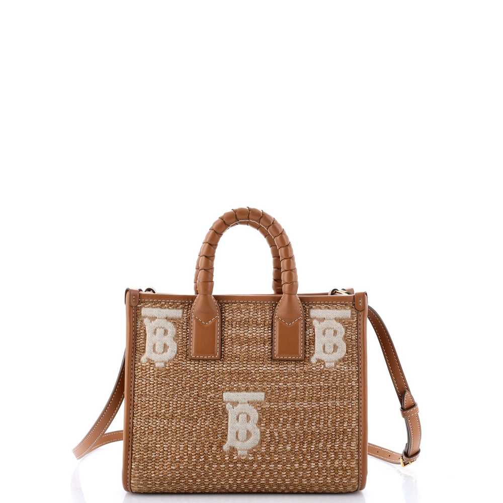 Burberry Freya Shopping Tote Embroidered Raffia w… - image 3