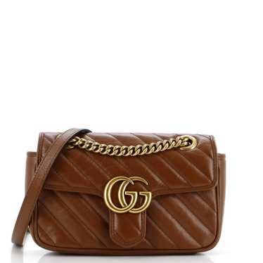 GUCCI GG Marmont Flap Bag Diagonal Quilted Leathe… - image 1