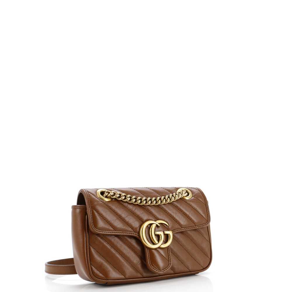 GUCCI GG Marmont Flap Bag Diagonal Quilted Leathe… - image 2