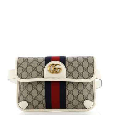 GUCCI Ophidia Flap Belt Bag GG Coated Canvas