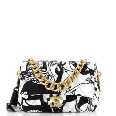 CHANEL Deer Coco Flap Bag Quilted Printed Canvas M