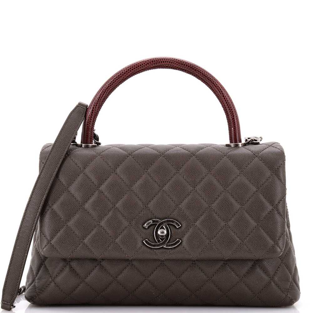 CHANEL Coco Top Handle Bag Quilted Caviar with Li… - image 1