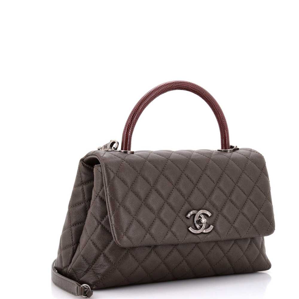 CHANEL Coco Top Handle Bag Quilted Caviar with Li… - image 2