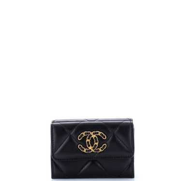 CHANEL 19 Trifold Flap Wallet Quilted Lambskin Sma