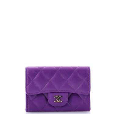 CHANEL Classic Zip Flap Card Case Quilted Caviar