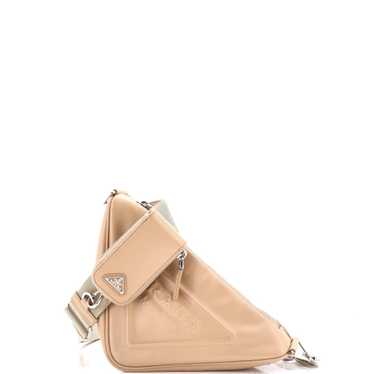 PRADA Triangle Logo Zip Crossbody Bag Leather Smal