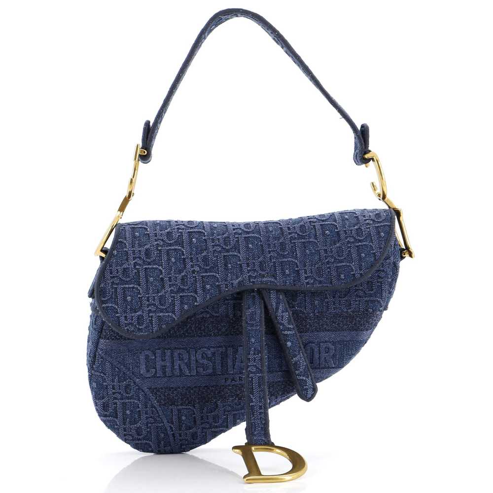 Christian Dior Saddle Handbag Oblique Denim Medium - image 1