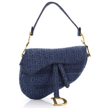 Christian Dior Saddle Handbag Oblique Denim Medium - image 1