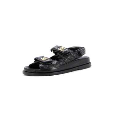 CHANEL Women's Velcro Dad Sandals Quilted Leather