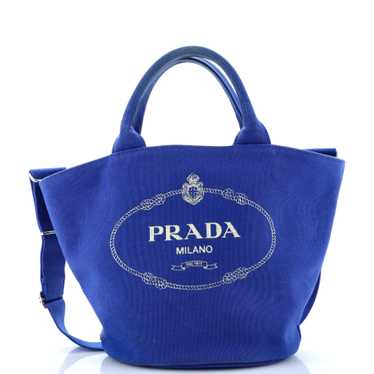 PRADA Canapa Convertible Shopping Tote Canvas Medi