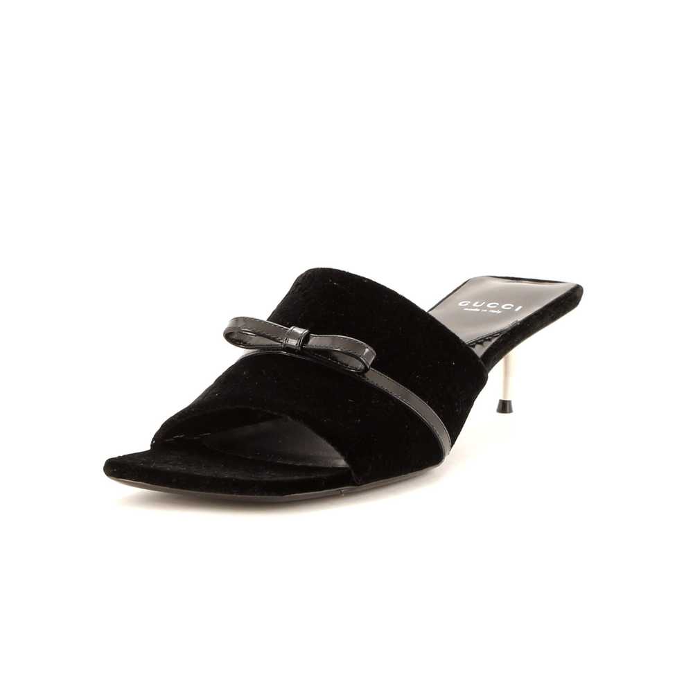 GUCCI Women's Bow Slide Heeled Sandals GG Velvet - image 1