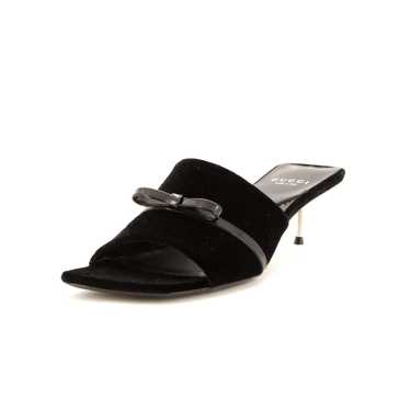 GUCCI Women's Bow Slide Heeled Sandals GG Velvet - image 1