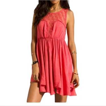 Free People Fiesta Crochet Coral Dress size S - image 1