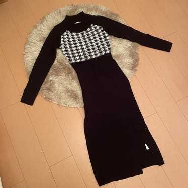 Houndstooth Pattern Knit Dress