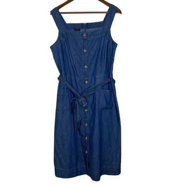 Talbots Women's Blue Denim Button Front Dress Bel… - image 1