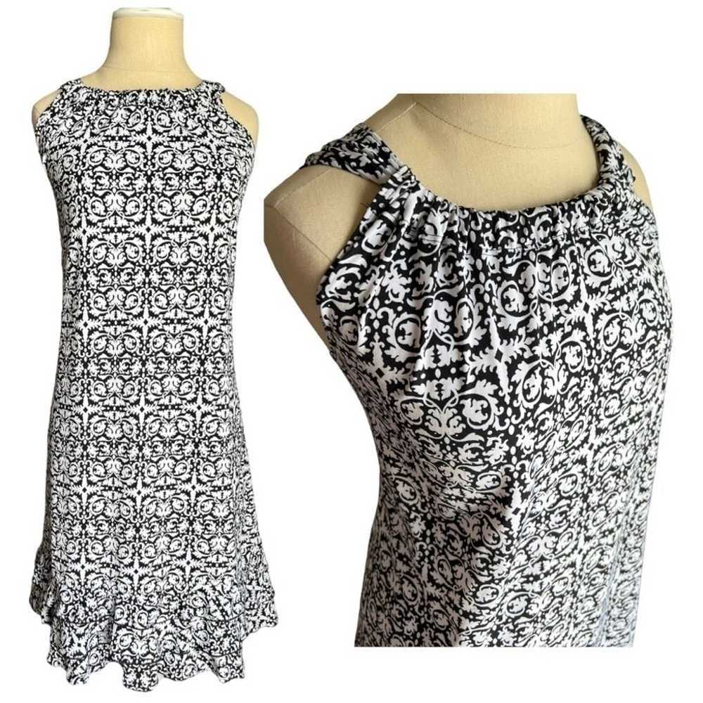 JBS Black & White Damask Shirred Neck Sleeveless … - image 1