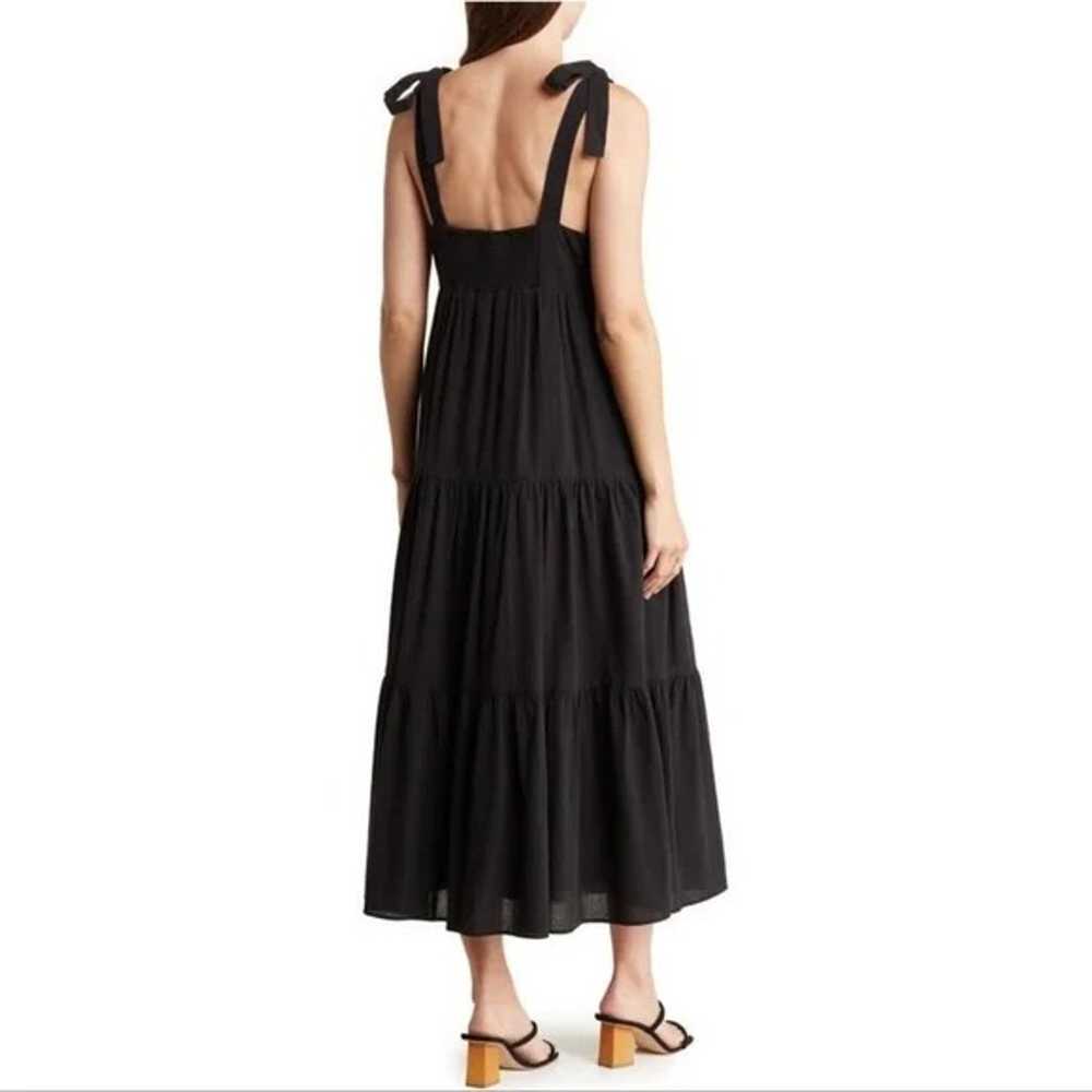 Madewell Tie-Strap Tiered Cotton Midi Dress Black… - image 2