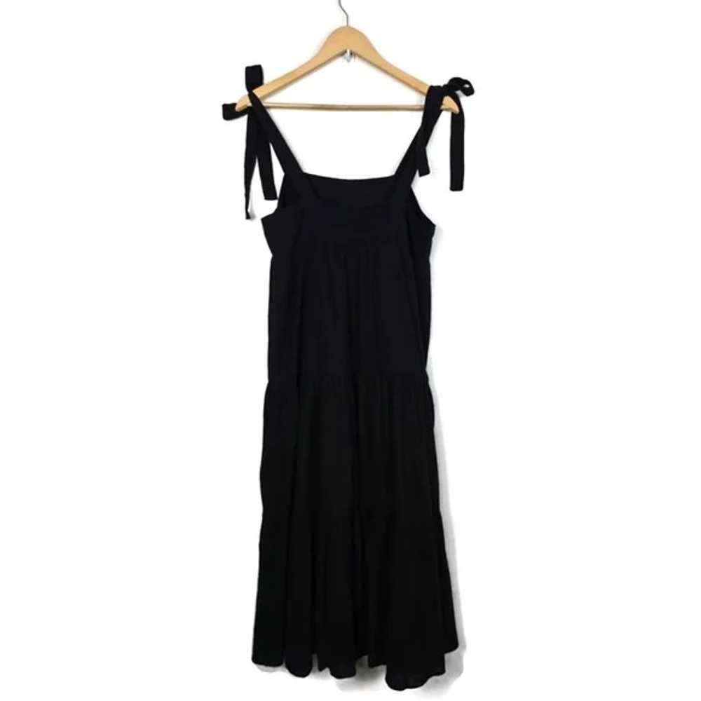 Madewell Tie-Strap Tiered Cotton Midi Dress Black… - image 7