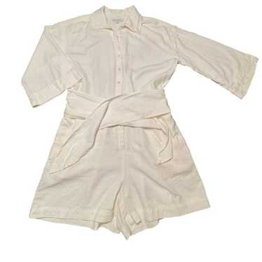 Free Assembly cream linen blend shorts romper jump