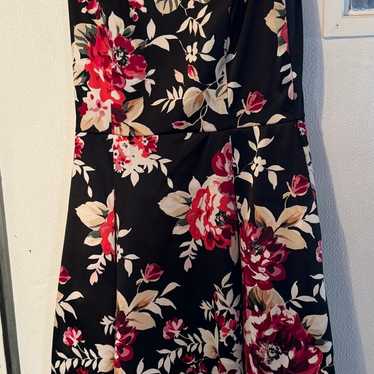 White House Black Market Floral Black Dress with … - image 1