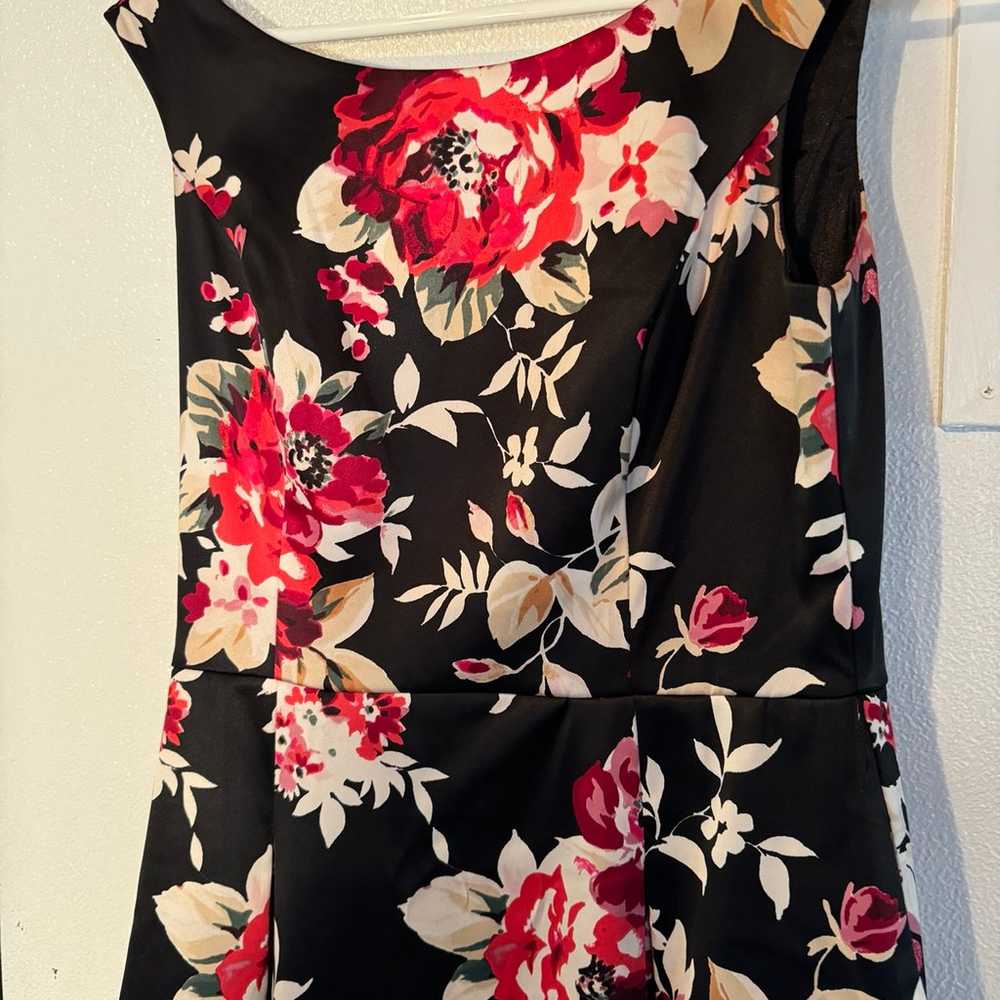 White House Black Market Floral Black Dress with … - image 4