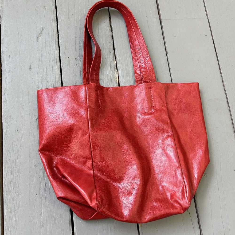 Yohji Yamamoto Ys Red Leather Tote Bag - image 2