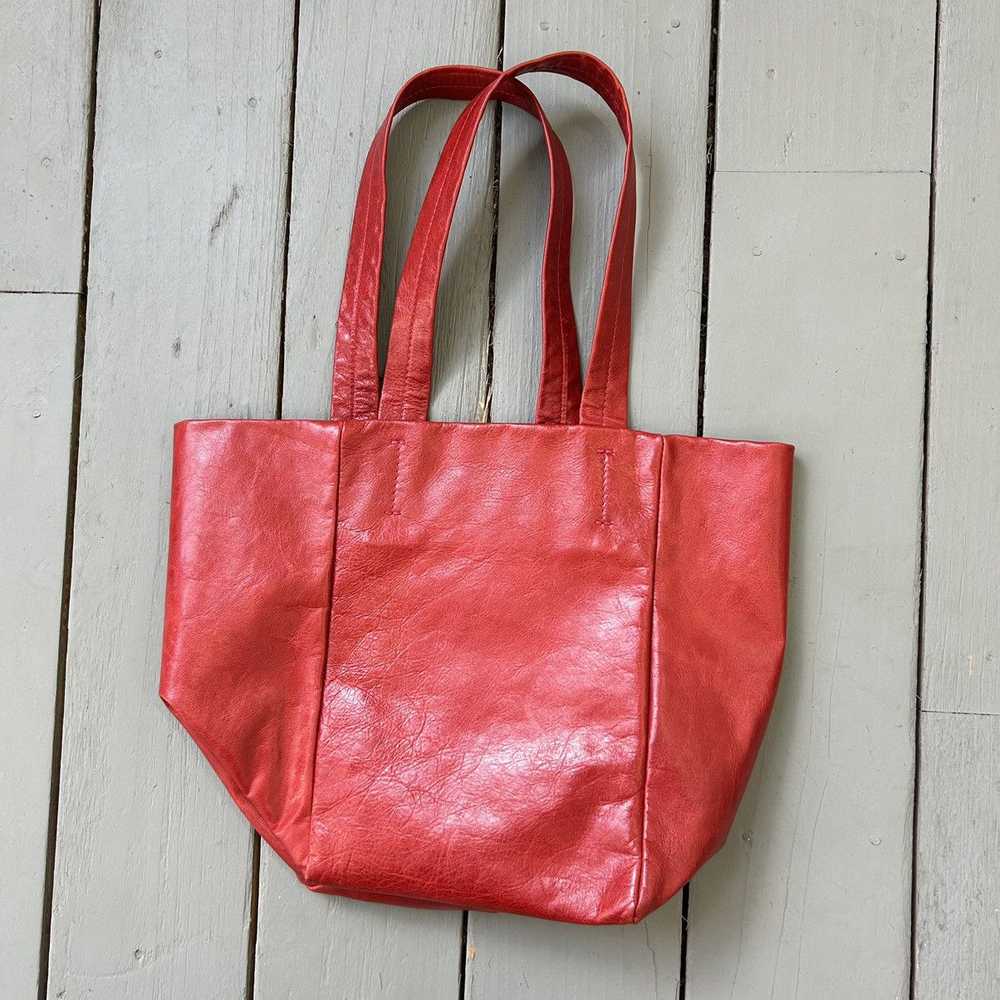 Yohji Yamamoto Ys Red Leather Tote Bag - image 3